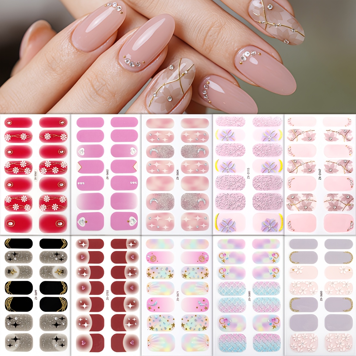 4pcs 10 styles spring summer flowers nail polish stickers - Temu