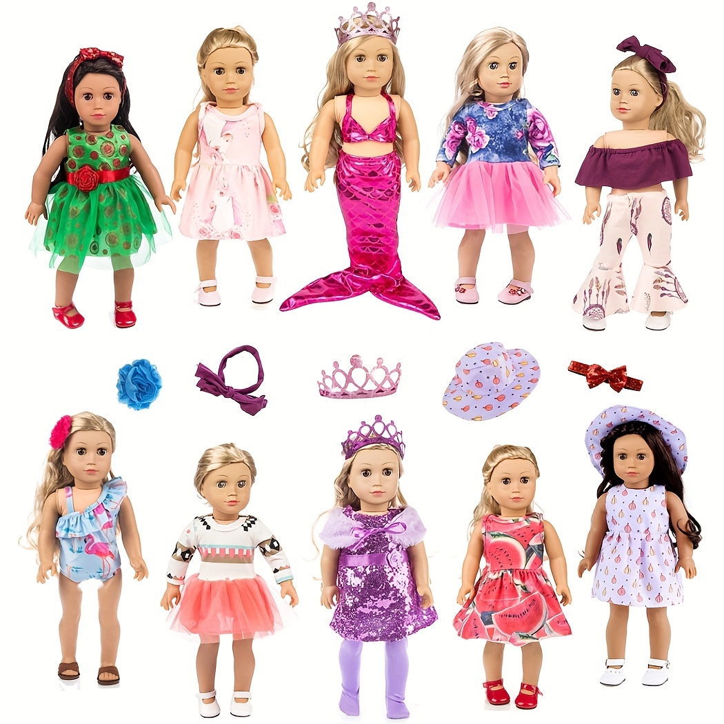 

10 Sets 18 Inch Doll Clothes And Accessories Fit For 18 Inch Girl Doll, Most 18 Inch Dolls (no Doll)