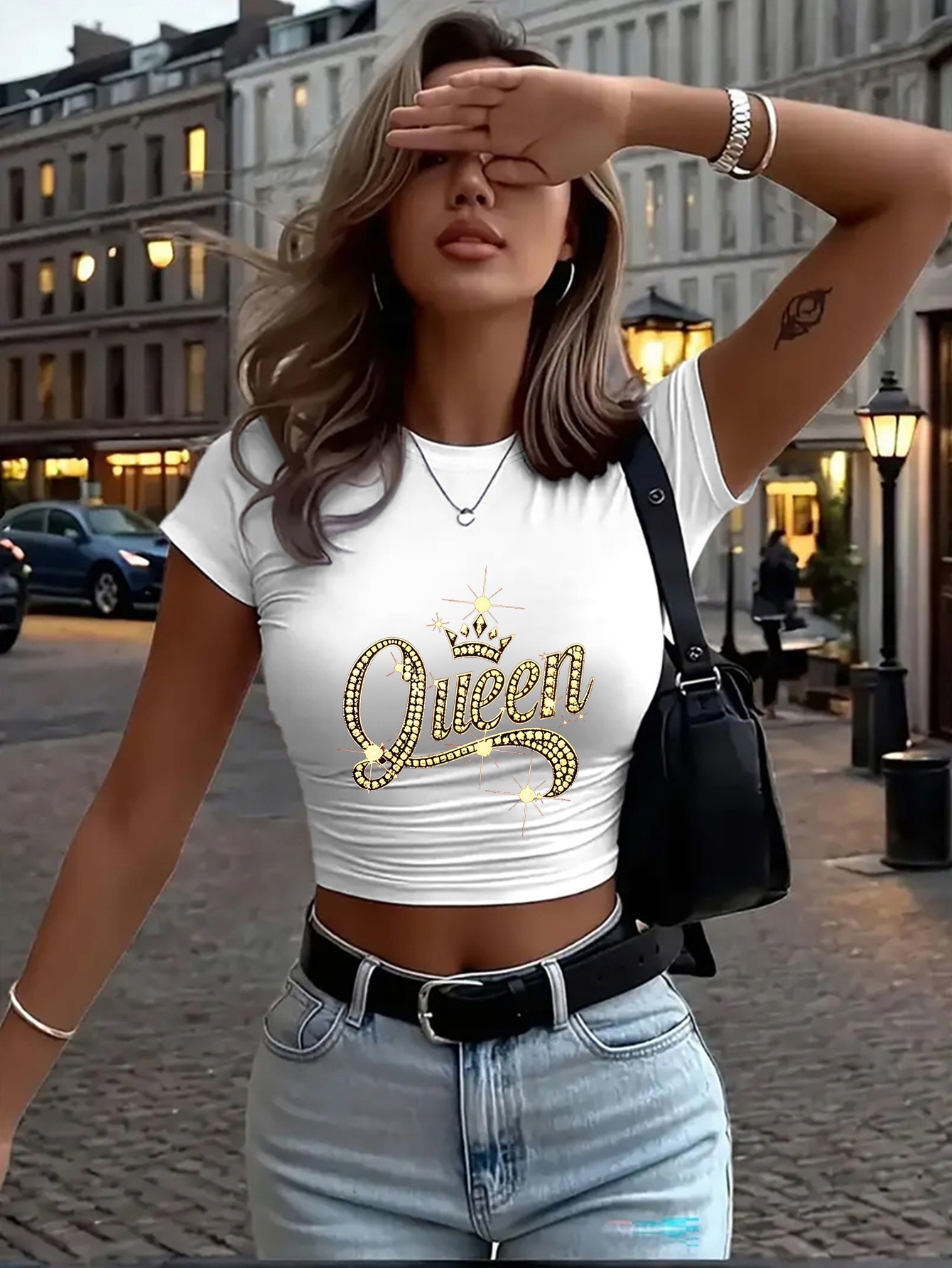 camiseta crop top y2k mujer diseño corona queen Temu Uruguay