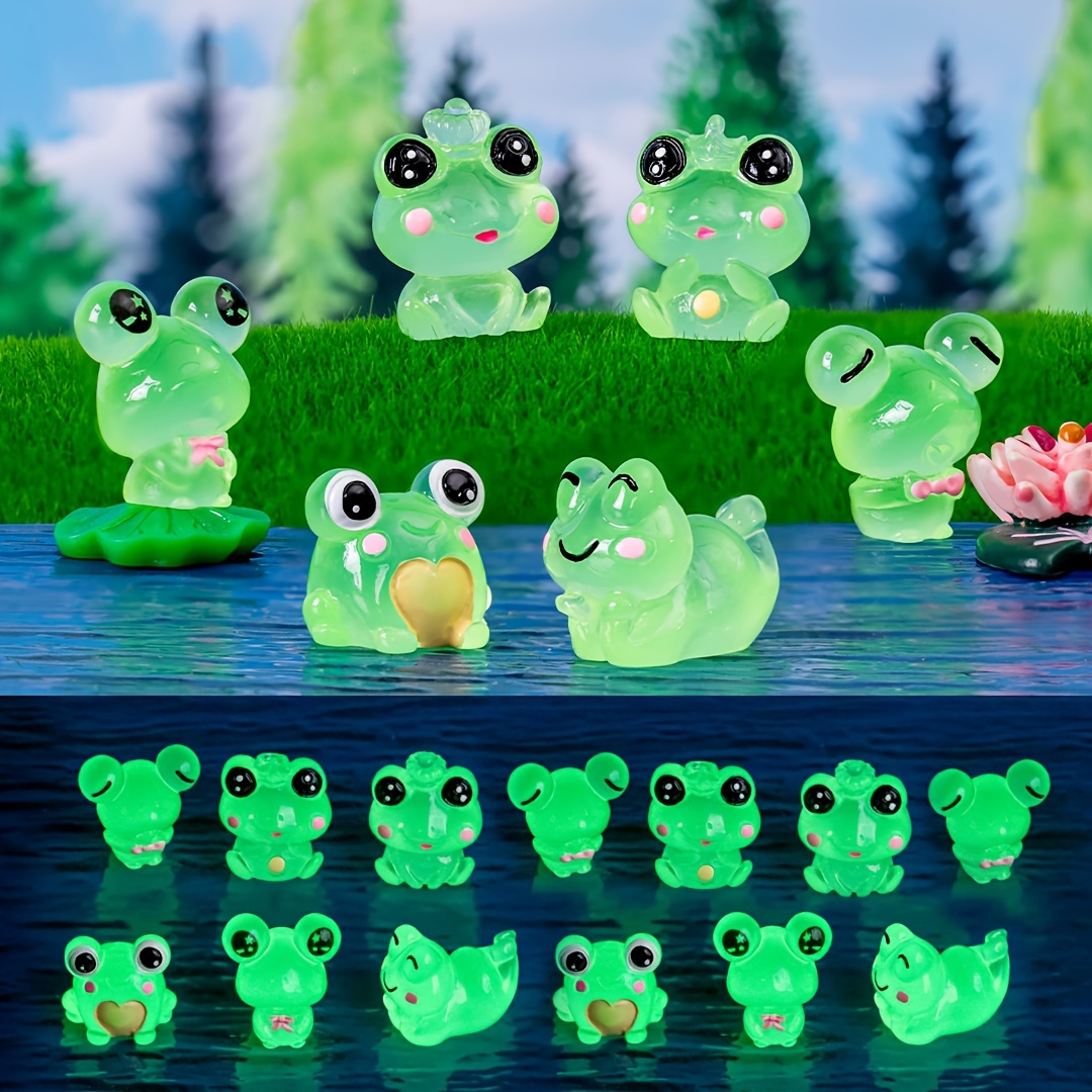 36 pack glow in the dark frog figurines resin craft miniatures for indoor outdoor decor creative collectible   statuettes for desktop car   versatile room accent pieces