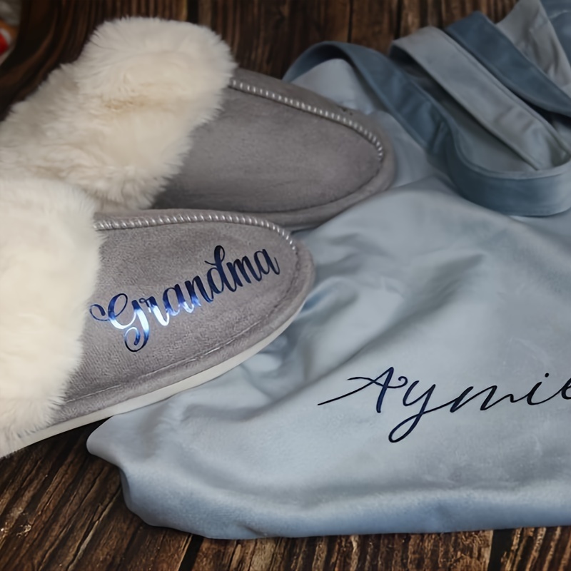 Customizable Slippers for Grandma, Grandpa, Dad, Mom Cozy Fleece Slippers  for Men Women, Perfect Christmas Gift for Family Women's Fa