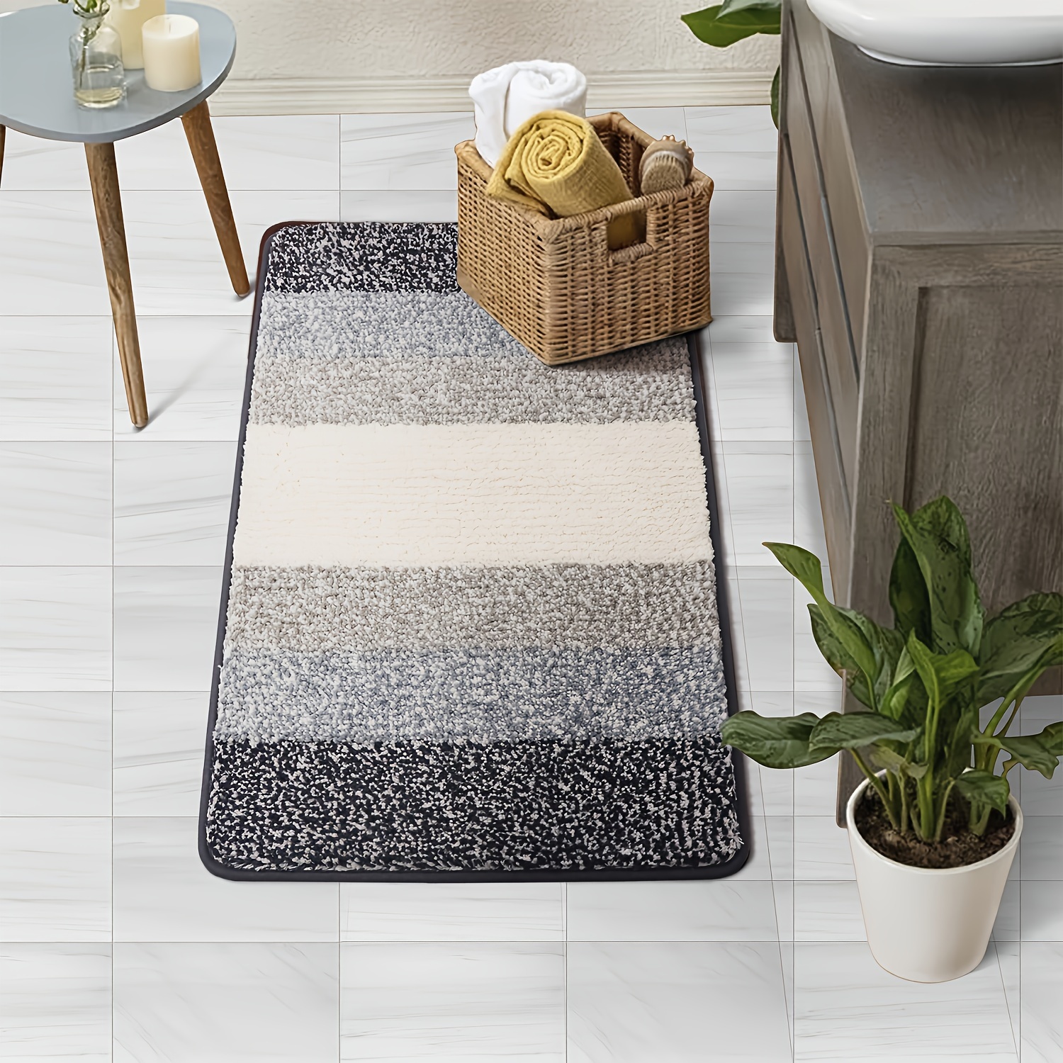 gradient microfiber flocking floor mat polyester bath mat return   mat multi color   non slip mat bathroom mat Product details 1