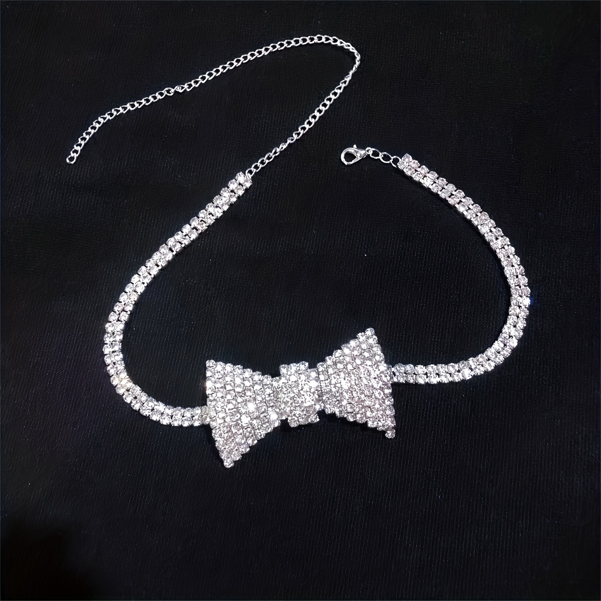 TEMU Collar de con cadena y diamantes de brillantes de moda , exquisito collar de para mujer, accesorio para banquetes