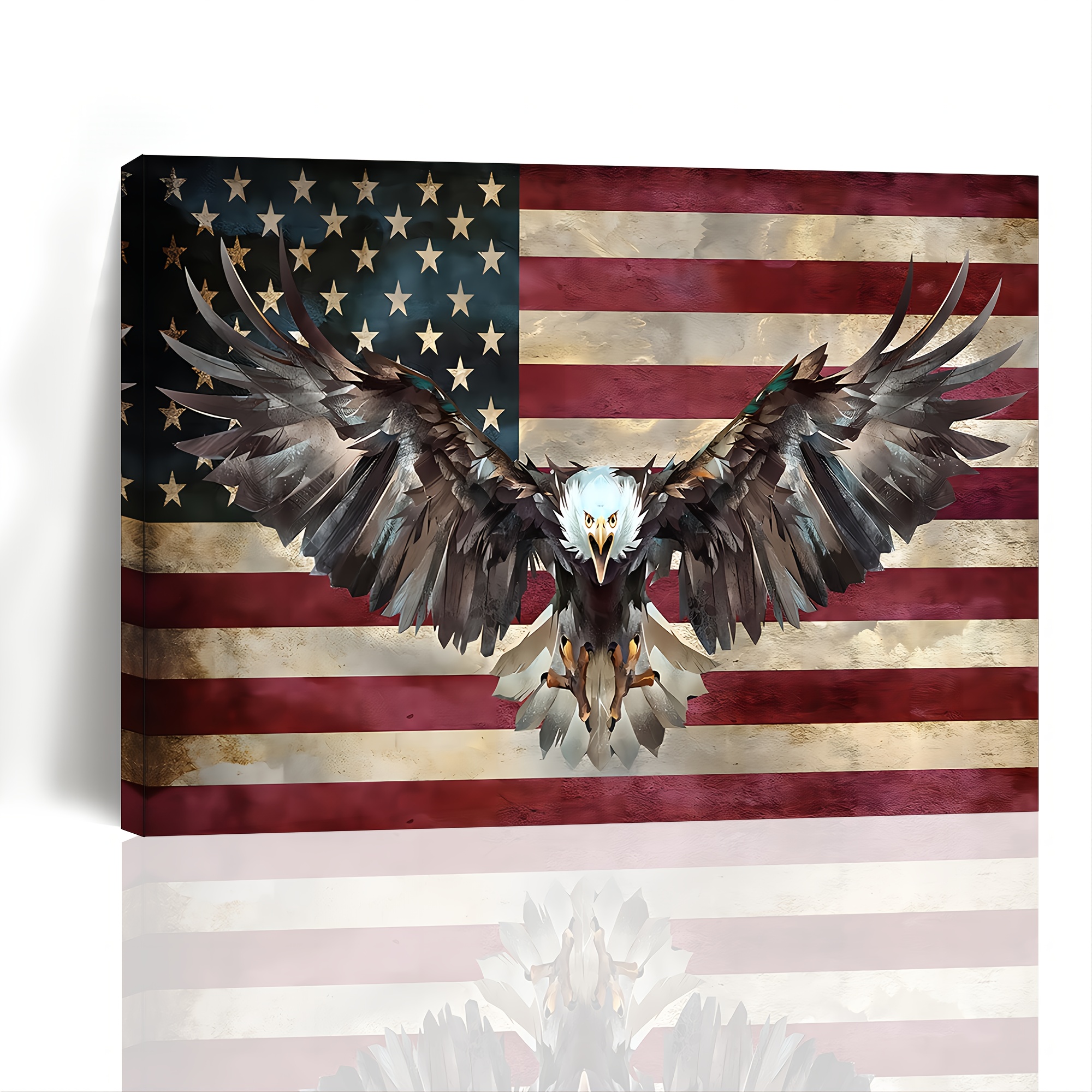  Waving American Flag USA Bald Eagle Hook Patch : Clothing,  Shoes & Jewelry