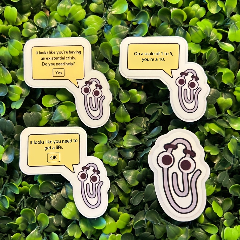 

16 Pieces Of Clippy The Paperclip Funny Stickers: Waterproof, Easy Peel, Perfect For Coworkers And Bridesmaids