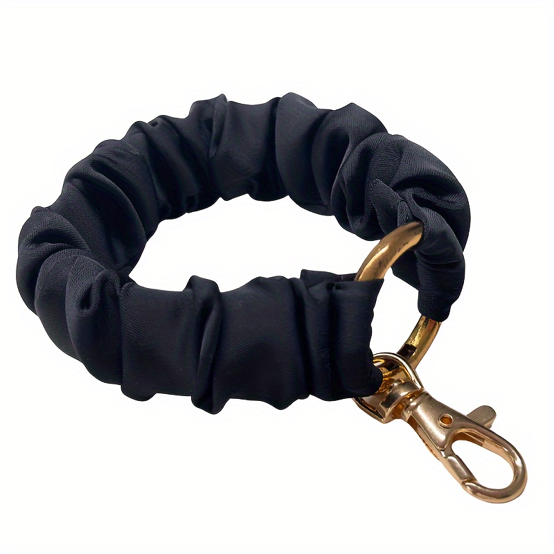 Image of Wristlet Keychain For Women Scrunchie Bracelet Key Ring With Clip Closure Stretchy Wrist Lanyard Keychain For Car Keys