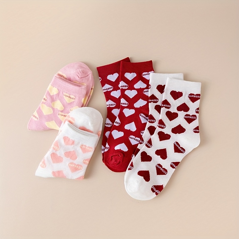 

Women's Polyester Heart Pattern Short Socks, 8-pair Pack, Comfortable Stretch Knit Fabric, Machine Washable - Ankle Socks For Casual Sporty Look