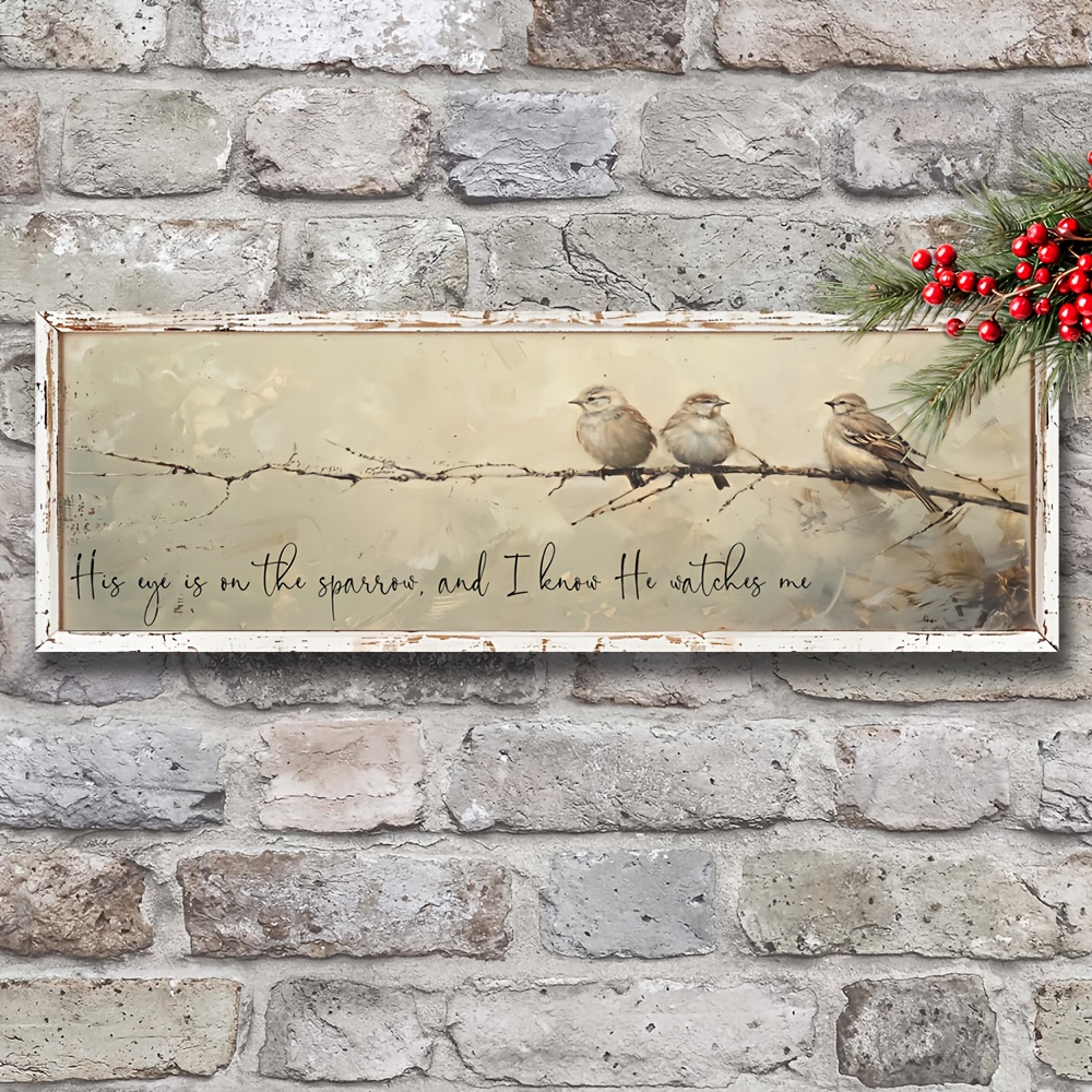 

1pc Rustic Farmhouse Vintage Wooden Birds Sign, 12"x4" Inspirational Quote Wall Hanging Plaque, Manufactured Wood, English Text, Multipurpose Decor, Artwork