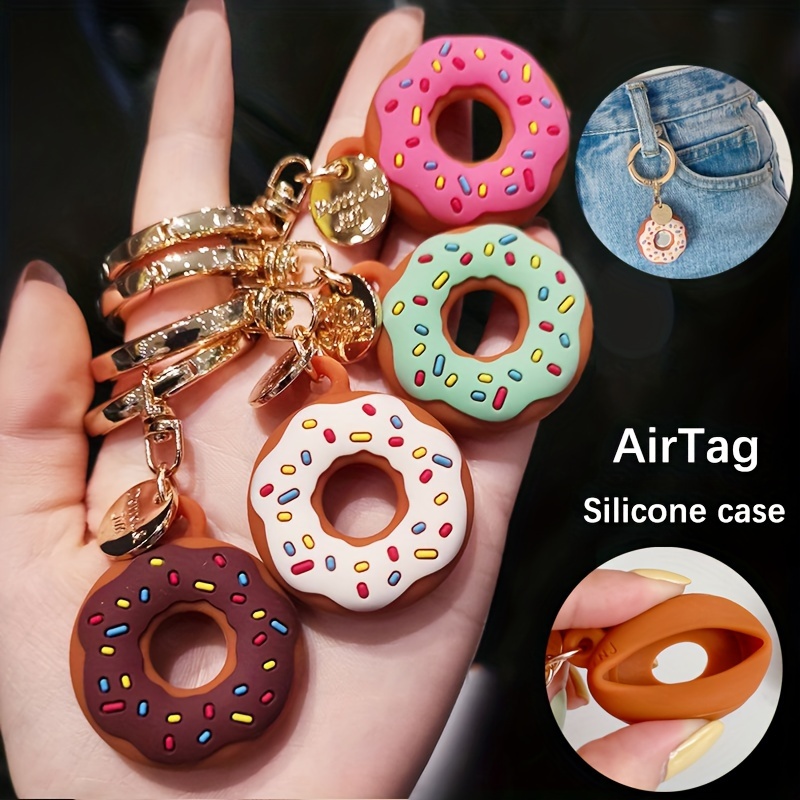 Compatible con AirTag - Funda con llavero para etiqueta de aire, funda de  silicona para AirTags, llavero compatible con Apple AirTag GPS, accesorios