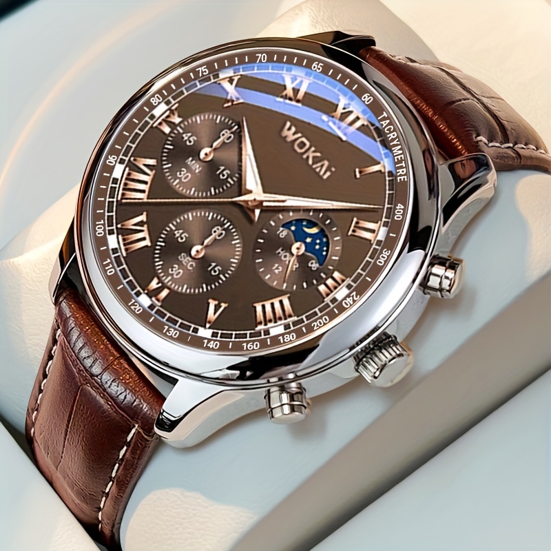 

Fashion Business Men's Quartz Round Wrist Watch, Ideal For Gifts