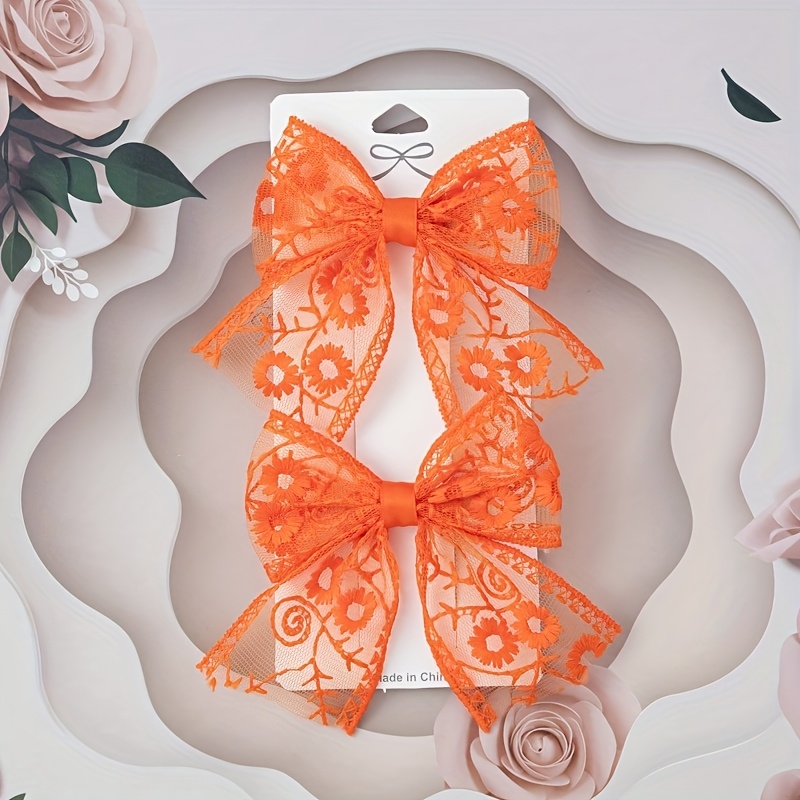 This 2pcs Korean Version Of The Popular Lace Bow Hair Clip Is A Must-have For Taking Photos. It Has A Charm And A -style Hair Accessory