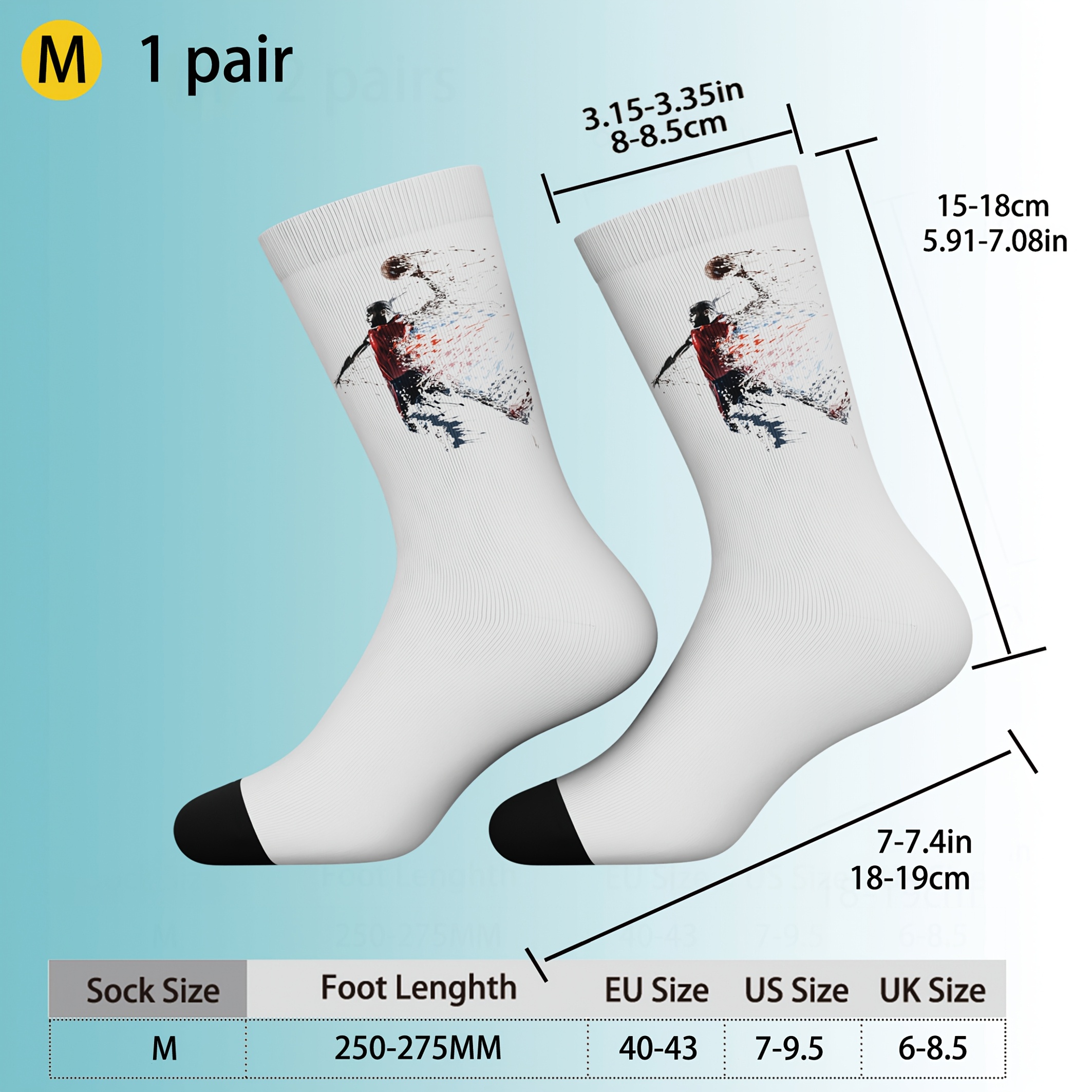 E-shop Ein Paar Unisex Wadenhohe Sport-Socken mit -Thema. Bequem, weich, hautfreundlich, atmungsaktiv schweißabsorbierend. Nahtloses Design mit
