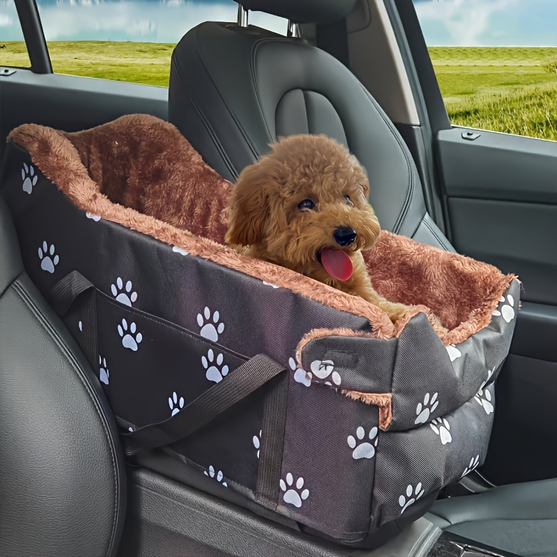 TEMU Non-slip Car Pet Bed, Plush Cute Paw Print, Lightweight And Warm Small Dog Sofa, Easy To Clean, For Travel And Home Use, Soft And Comfortable,