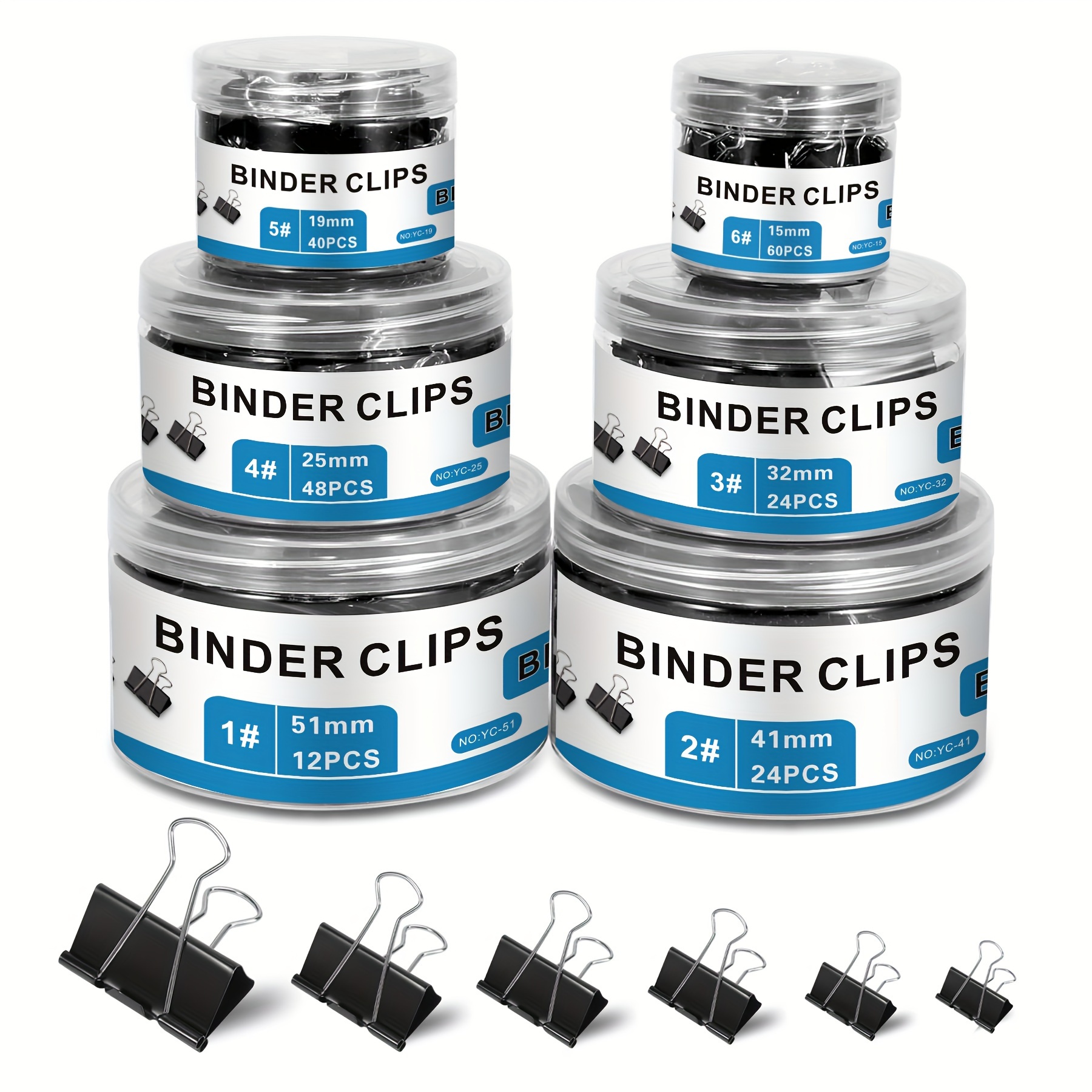 

Binder Clips Assorted Sizes Including Extra Large Medium Small Mini And Micro, Office Supplies File Clamps Paper Clips, 6 Sizes In 6 Boxes, 208 Pcs Metal Black Clips For School