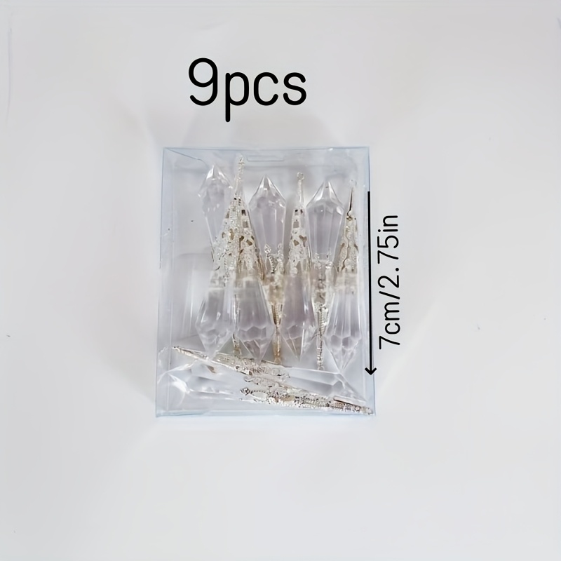 Image of 9pcs Christmas Decoration Pendants, Wedding And Celebration Display Props For Scene Setting, Acrylic Hanging Ornaments, Ice Ornaments