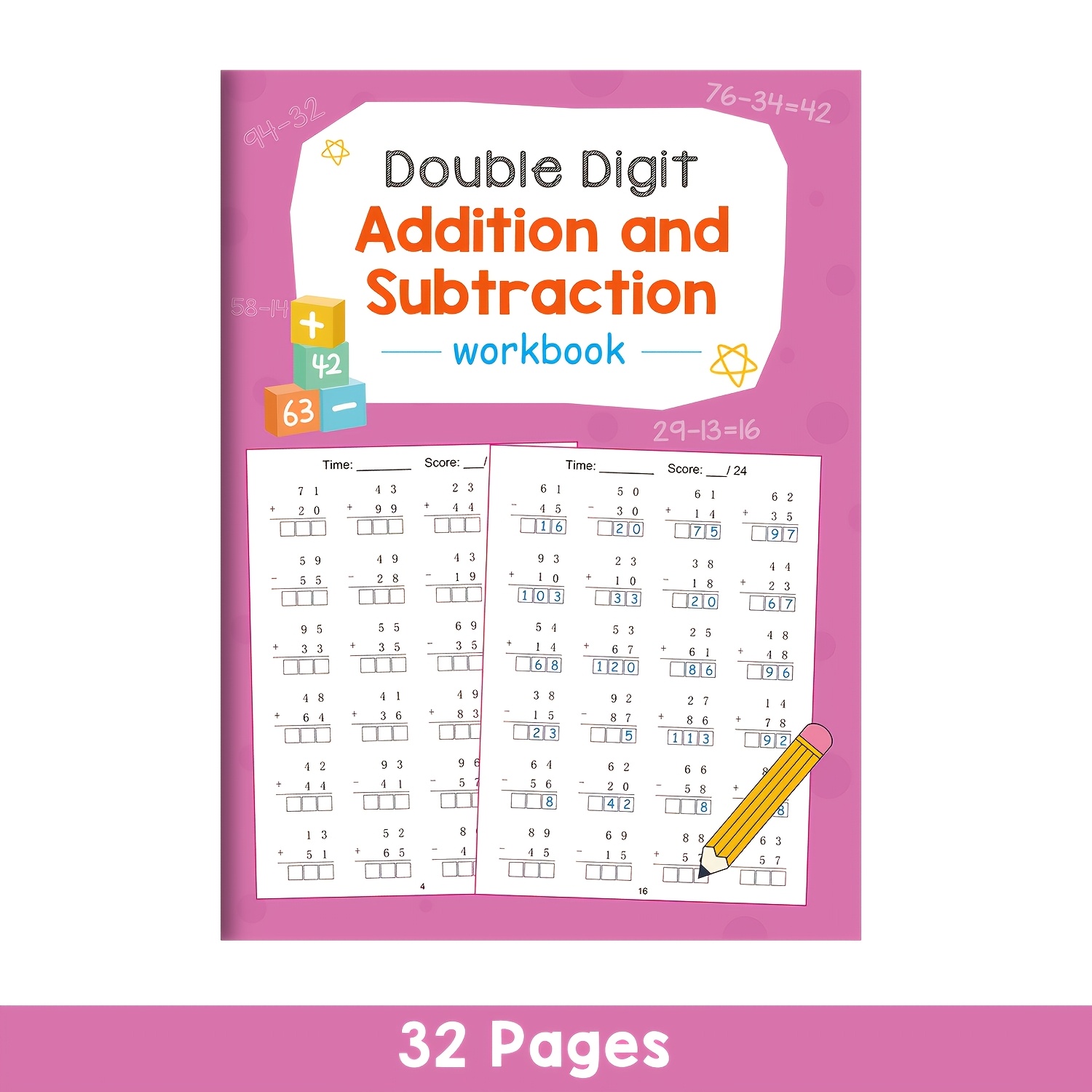 32 Pages Of Two-digit Addition And Subtraction Workbook | Vertical Rearrangement Practice | Home Education | Math Speed Training Sheet | L-version