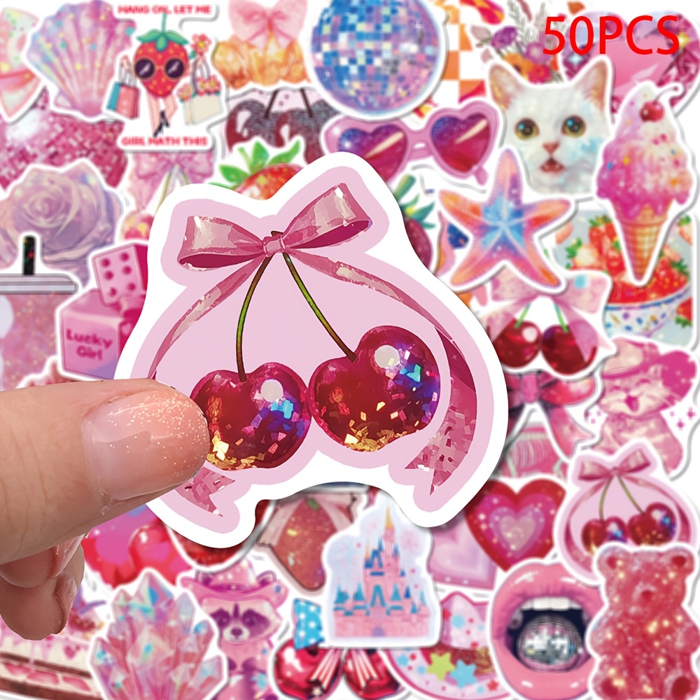 Image of 50/100pcs Film Diy Craft Stickers, Decor For Phones, Laptops, Water Bottles, Guitars & Luggage, Holiday Gift Decoration