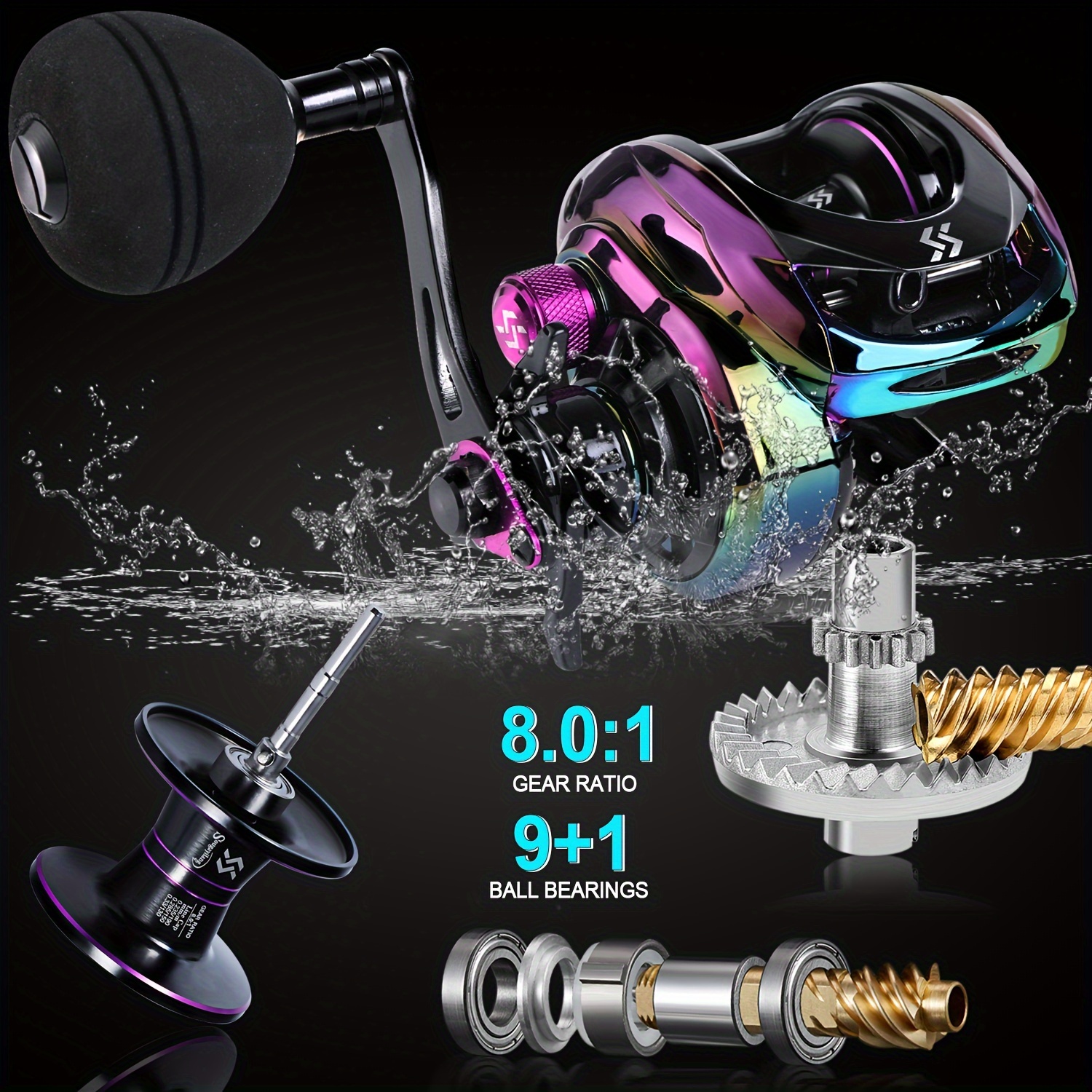 Sougayilang Baitcasting Fishing Reel 7.2:1 Gear Ratio Magnetic