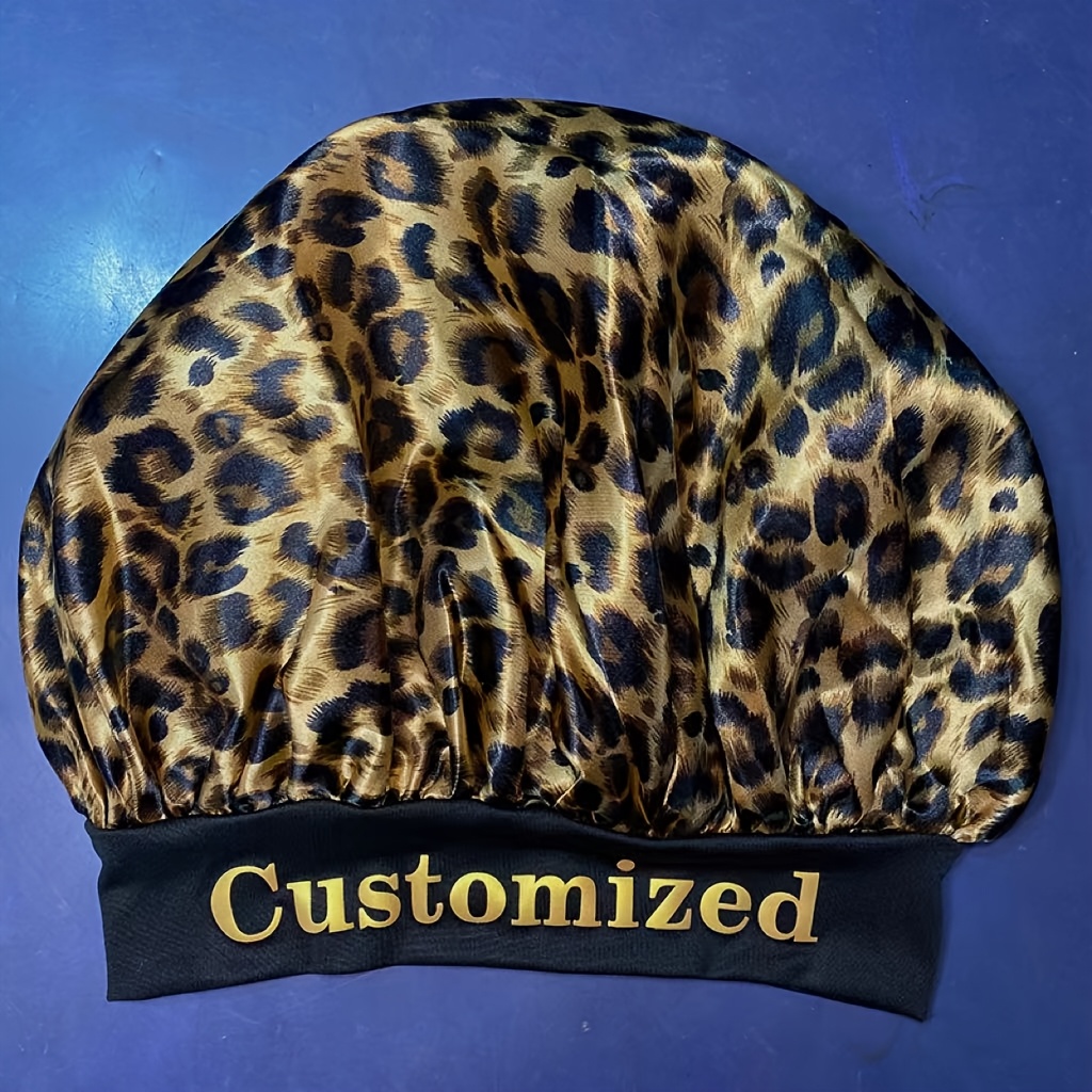Customized Leopard Print Satin Bonnet, Soft and Comfortable