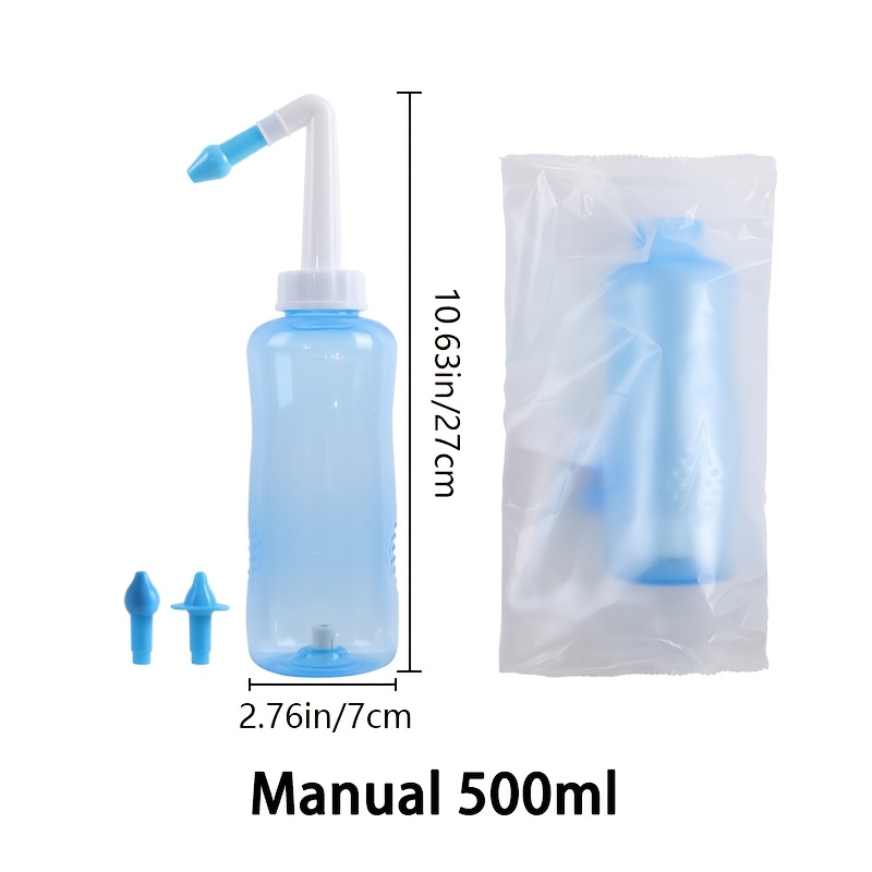 Image of Manual Nasal Wash Bottle, Portable Sinus Rinse Nose Irrigation Cleaner, Reusable Nasal Cleaning Kit For Daily Hygiene, Gentle Rinse Leak-proof Design, & Clean, Office Use, 300ml 500ml