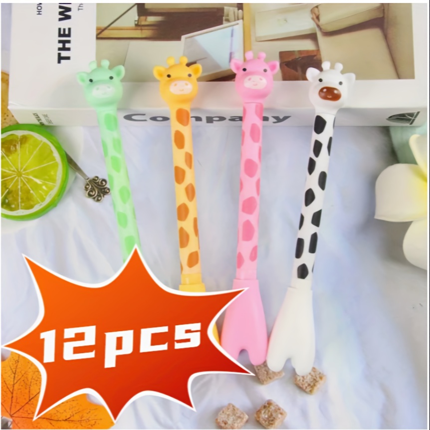 12 cute giraffe gel pens stylish and realistic design smooth black ink   for   back to school stationery kawaii supplies   writing tools Product details 4