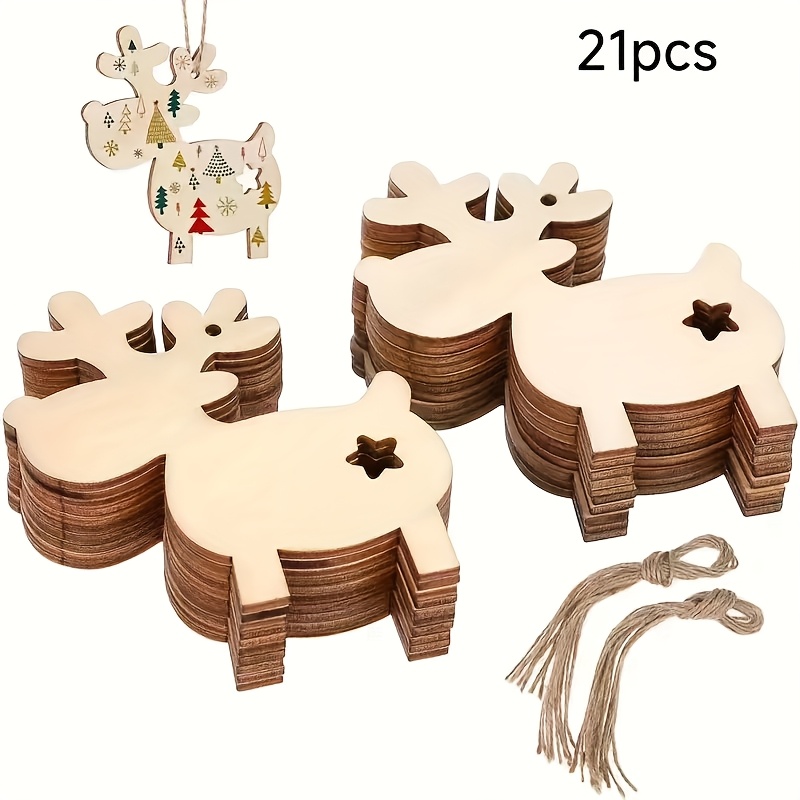 TEMU Decorazione per la casa con 12/21 pezzi di simpatici in legno. Ornamento per Natale, Capodanno e albero di Natale.