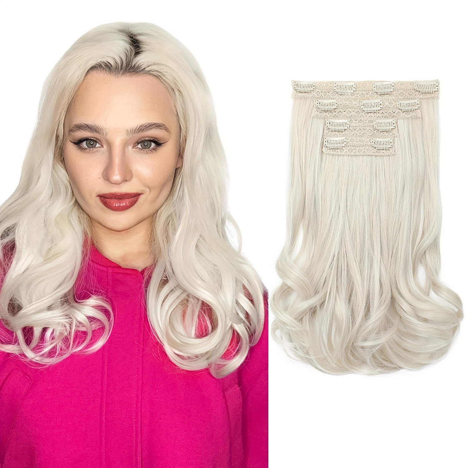 clip in hair extensions 4pcs lace weft 14 short wavy hair - Temu