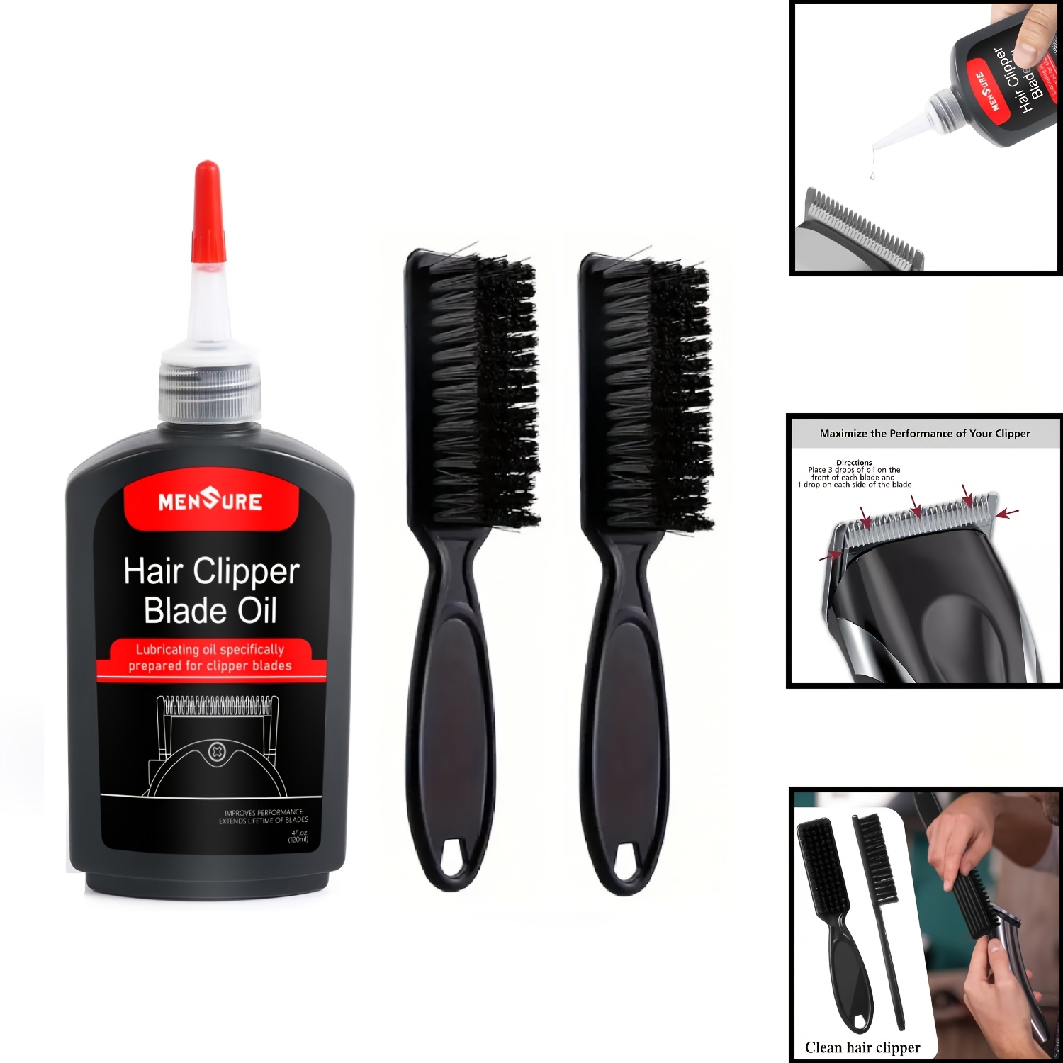 TEMU 120ml Anti-rust Hair Clipper Blade Oil With Residue Cleaning Brush - Premium Lubricant For Beard & Body Hair Trimmers, Blades Smooth & , Grooming Accessories | Sleek Packaging Design | Quality