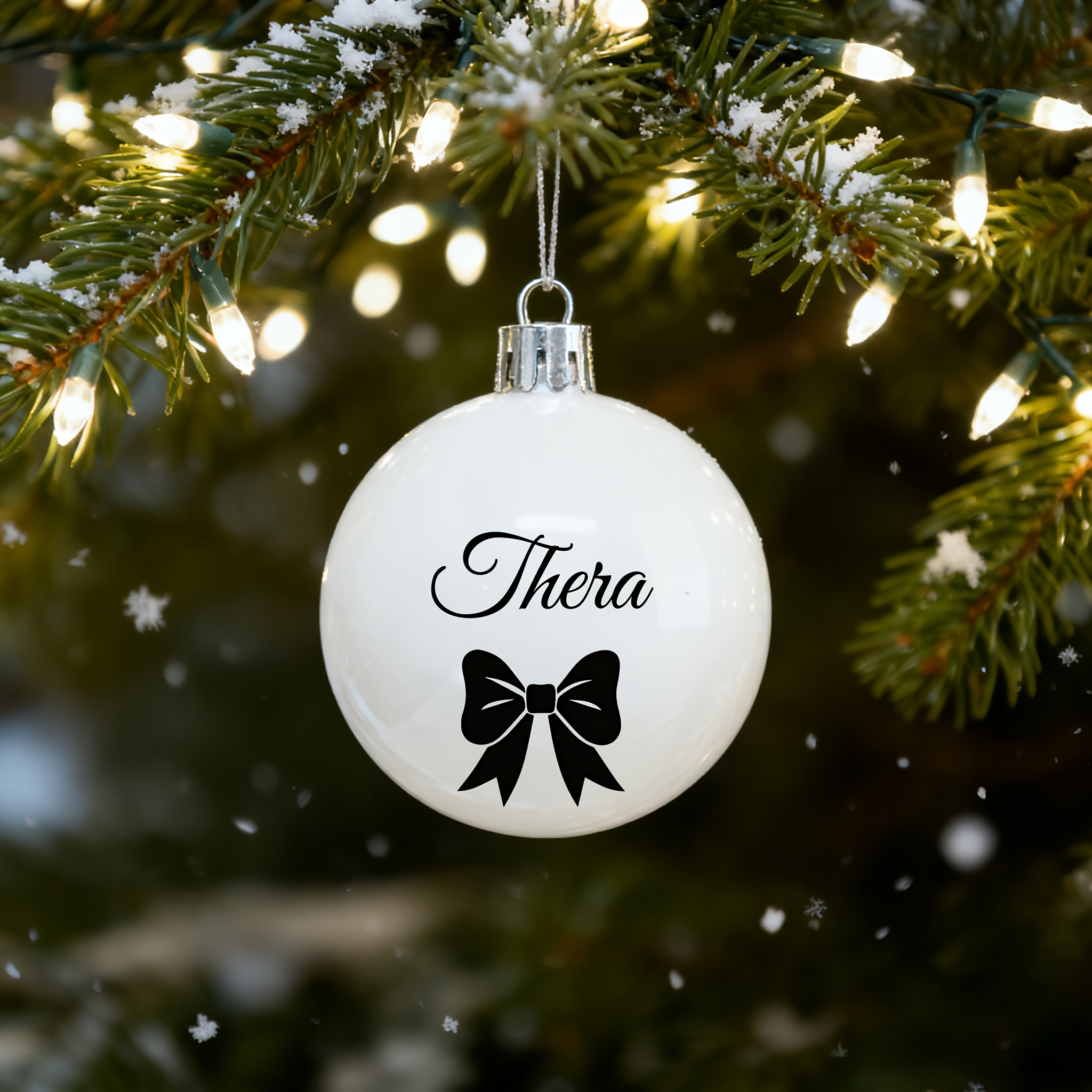 TEMU Personalized Custom Christmas Ornament - White Decorative Ball With Custom Name, Multiple Styles , Holiday Decoration, Christmas Tree Ornament,