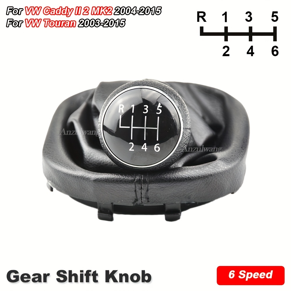 E-shop 5/6-Gang Schalthebelknopf Lederbezug für VW Caddy MK2 2003 2004 2005 2006 2007 2008 2009 2011 2012 2013 2014 2015