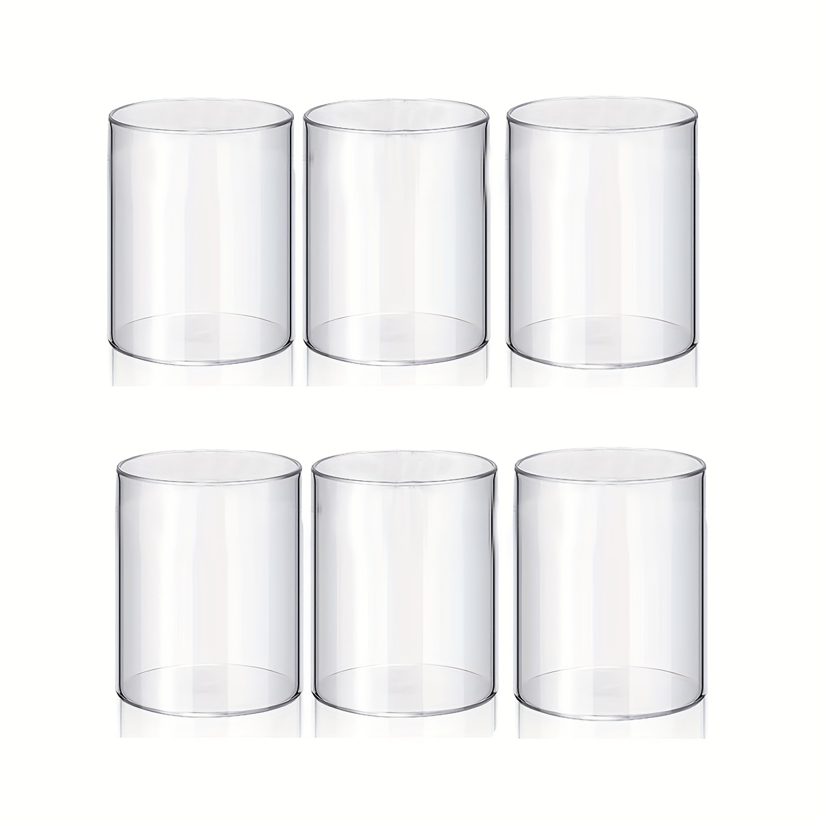 6/4pcs Plastic Cylinder Vase Acrylic Cylinder Vase Small Clear Flower Container Hurricane Candle Holder Round Wide Container Centerpiece For Home Office Wedding Decorations