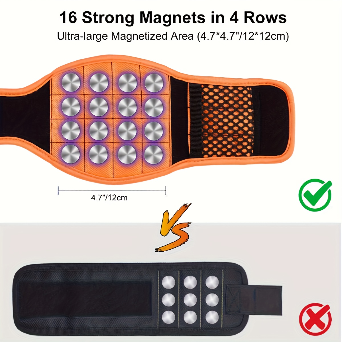 magnetic wrist with magnetic tool holder tool free magnetic attachment heavy duty fabric with electricians diy car repair model building screw nail bit storage wrist tool free compatible with blue coded Product details 3