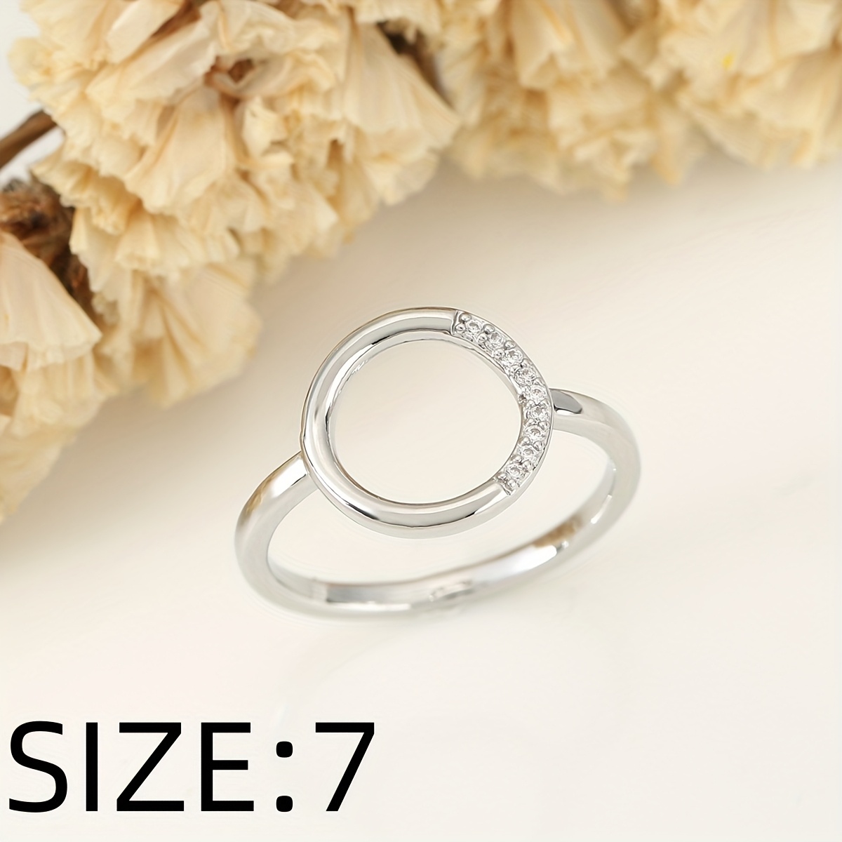 Stylish Young Copper Ring with Adjustable Zirconia Setting