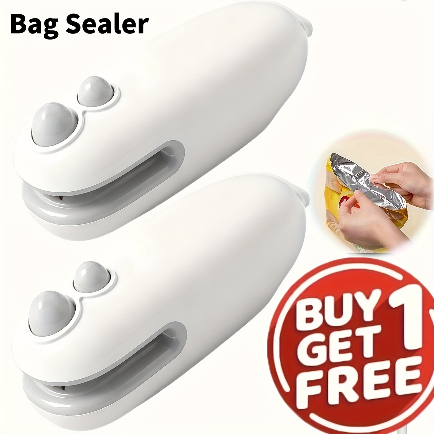 compre 1 y obtenga 1  , total de 2 piezas de sellador de bolsos mini, sellador de bolsos recargable usb-c,   sellador de bolsos con corte y imán, máquina de resealador de bolsos mini para bolsas de plástico, bolsas de snacks, sellador de bolsas de snacks, sellador de  .