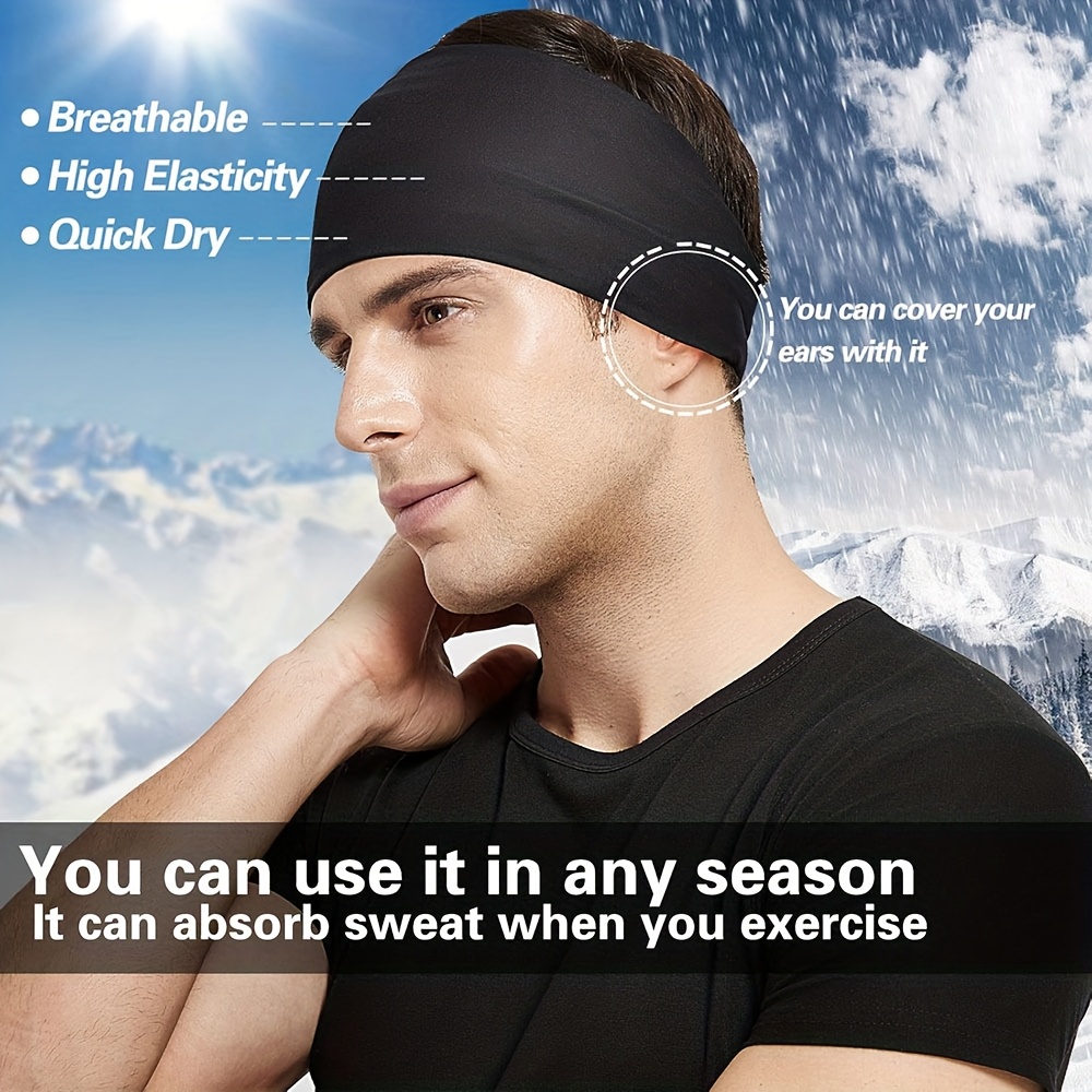 Men'S Running Headband, 5-Pack, Sports Sweatband for Running, Cycling, Basketball, Yoga, And Fitness Workouts, Stretchy Unisex Hairband