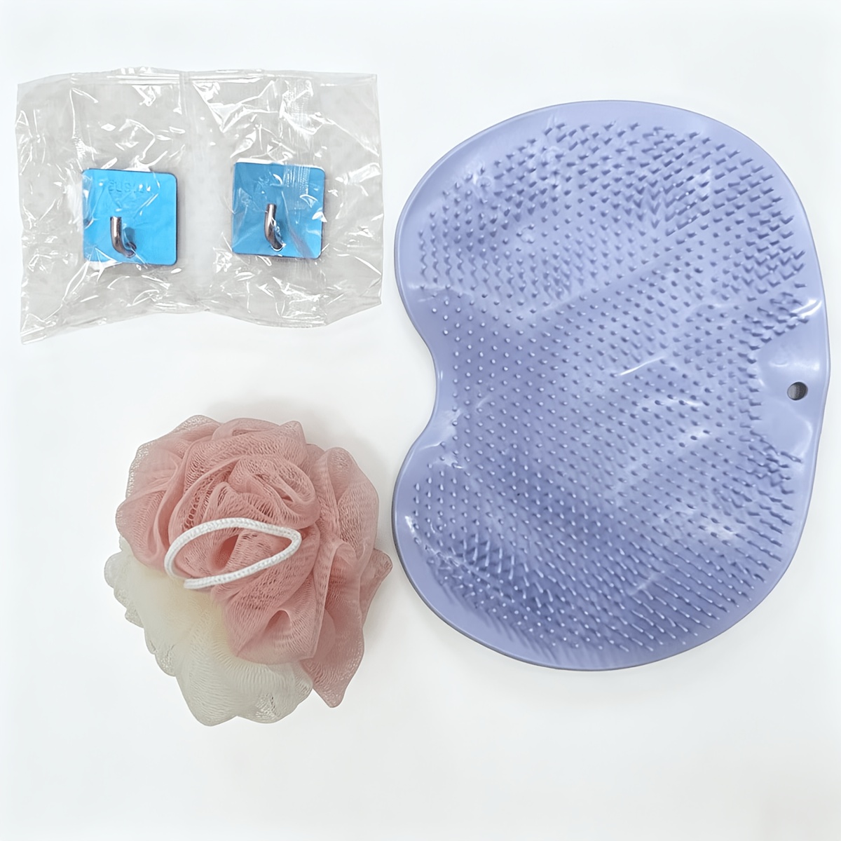 4pcs Comfortable Massage Mat and Loofah Set