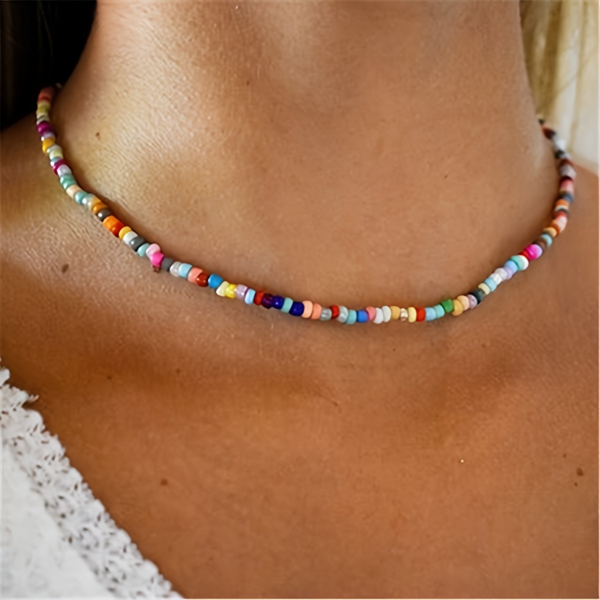 

Boho-chic Colorful Beaded Necklace For Women - Perfect For Summer Vacations & Everyday Wear