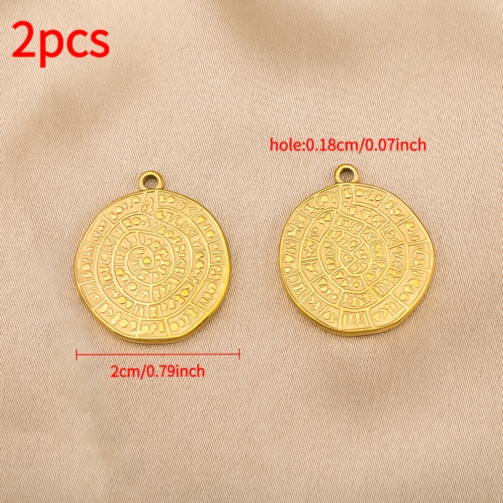 Image of 2pcs Stainless Steel Round Striped Pendants, String Beads, Electroplating, Used For Handmade Bracelets, Necklaces, Jewelry Additions, Clothing Additions