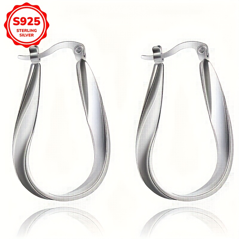 

Elegant Twist Hoop Earrings For Women, 925 Sterling Silver, Hypoallergenic, Simple & Sophisticated Design, Ideal For & Gift-, 2.9g Lightweight - Pair