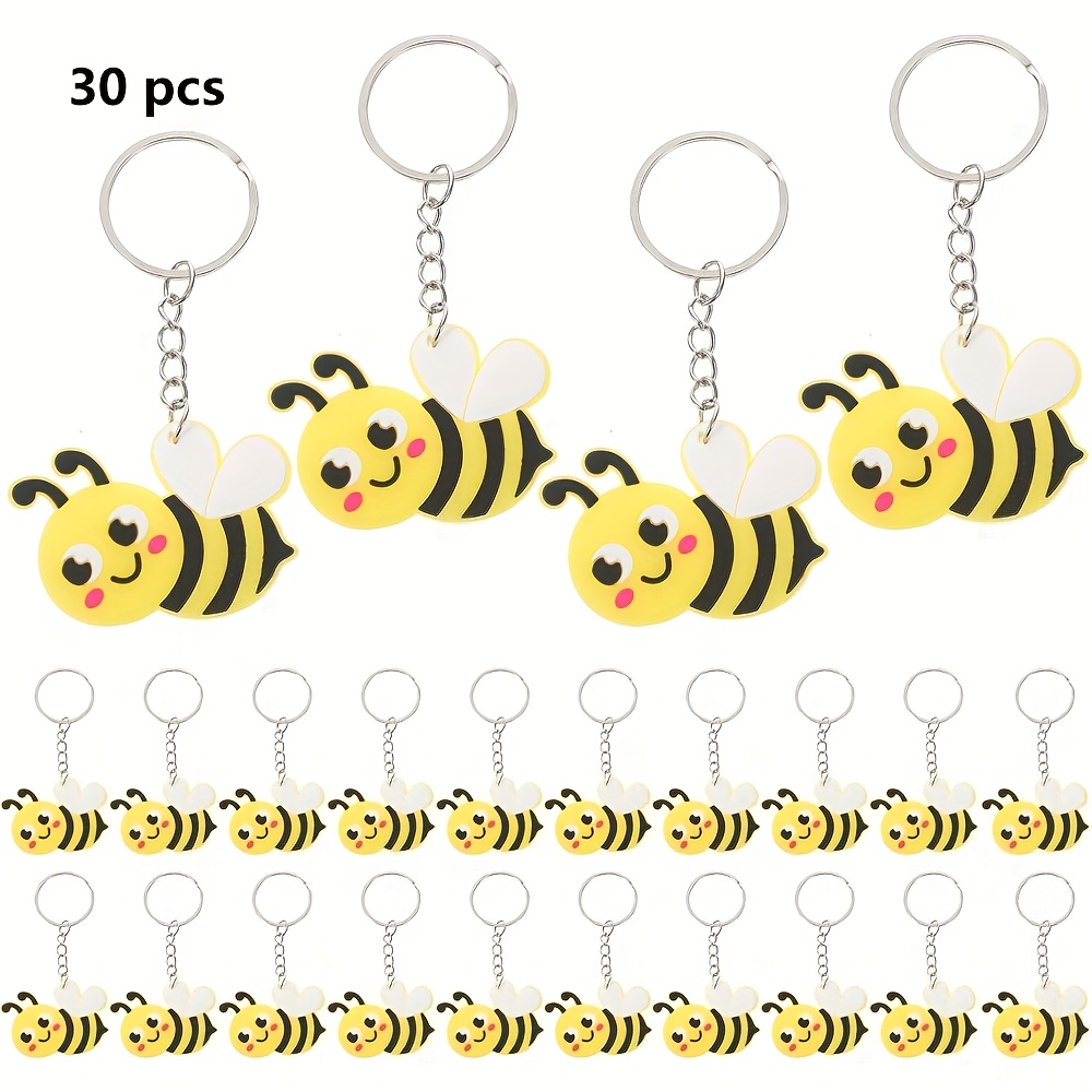Image of 30pcs Or 50pcs Of Bee-themed Keychains, Featuring A Humorous Design, Suitable For Backpacks, Cars, And As Decorative Items For Parties