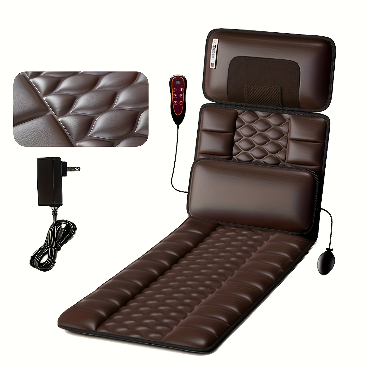 1 set of large brown full body heating massagers 2 styles of pu material with neck and   devices and massage headrest lumbar pillow timer comfortable and wear resistant non slip bottom easy to store suitable for home office   massage equipment hand held massager home massage compact massager   soft padding wearresistant material heating pad therapeutic massager busy professionals home   Product details 2