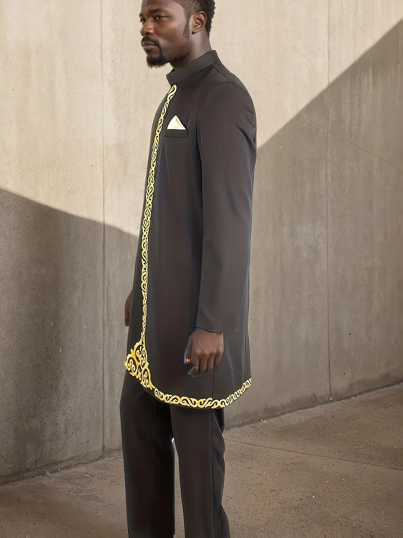 mens african style 2pcs set black golden embroidery stand - Temu Mauritius mens african style 2pcs set black golden embroidery stand - Temu Mauritius