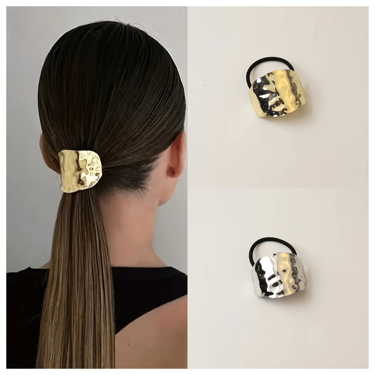 TEMU Minimalistischer Cold Style Metall Haargummi Legierung Haarband Neues Pferdeschwanz Haarbinder Haargummi