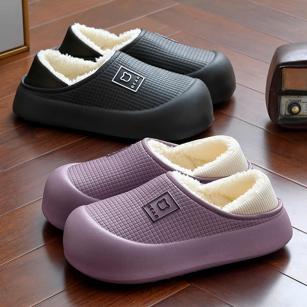 mens winter slippers 2025 new autumn   indoor couples home slippers with enclosed heels warm plush slippers for outdoor wear womens plush slippers