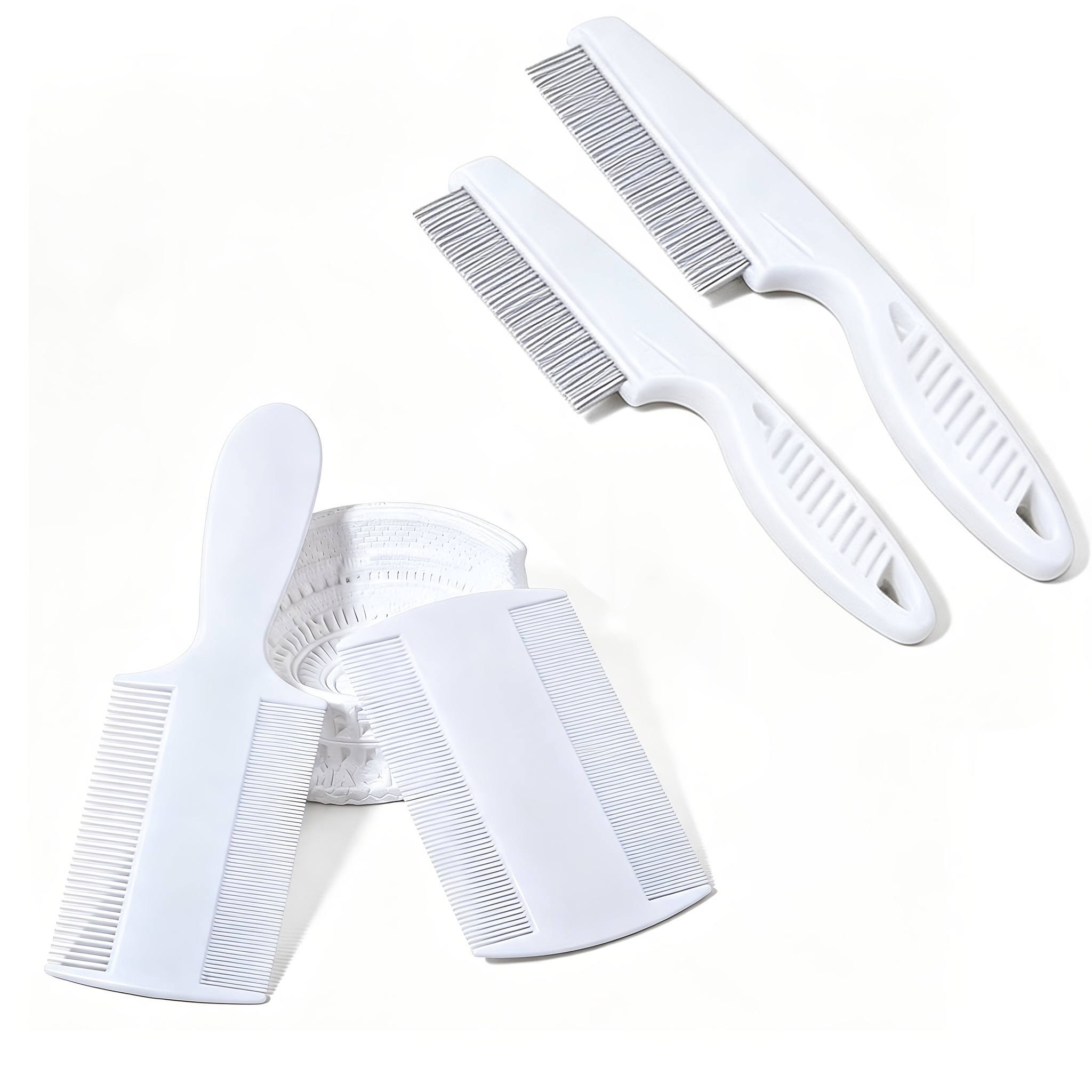 4pcs set 2 double sided dense teeth 2 steel needle combs single face   comb for household scalp cleaning suitable for pets to remove   and   eggs   suitable for travel and carrying