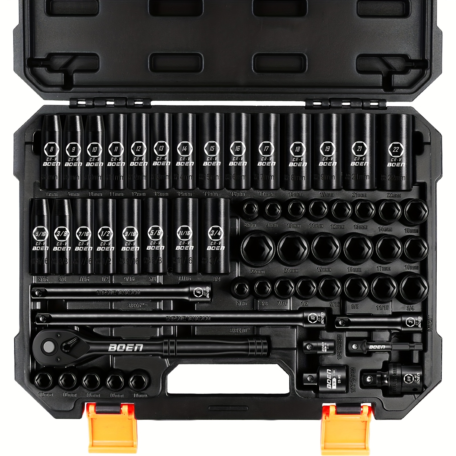  3 8 inch drive impact socket 59pcs 57pcs including standard sae and metric specifications including   torx socket set and ratchet wrench extension rod universal joint and adapter