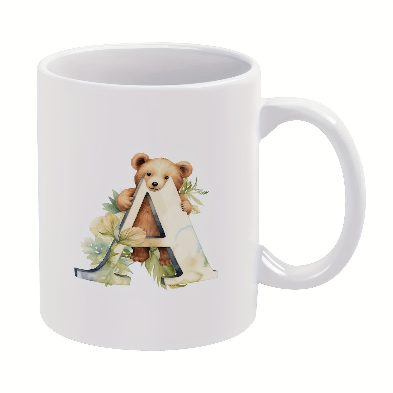 

1pc, 11oz/330ml Coffee Mug, Cute Bear And 26 Capital Letters, Ideal Gift For Friends, Sisters, Colleagues, And Family - Perfect For Coffee Lovers - Ceramic Cup For Birthdays, Parties, And Holidays