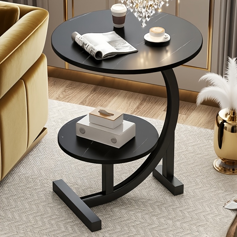 TEMU 3 Colors , Simple Bedroom Nightstand, Double-layer Storage Side Table, Nordic Style Minimalist Sofa Round Side Table, Essential For Home,
