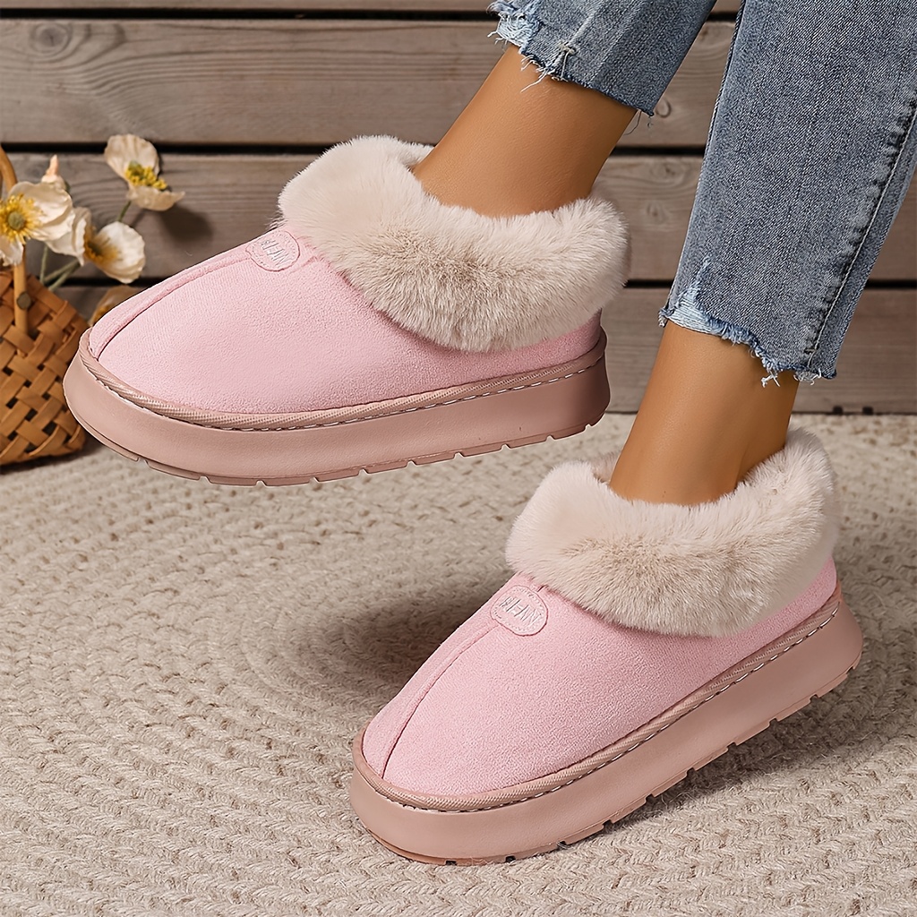 plush furry collar platform slippers ultra