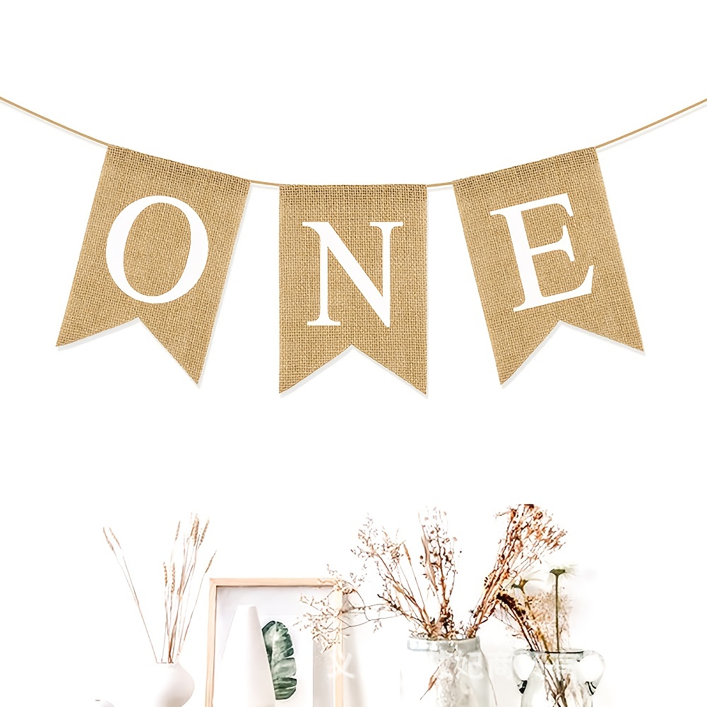 

1pc, 1 First Birthday Burlap Banner, First Birthday Party Rustic Theme Decoration For Boy Or Girl, 1st Birthday Party Supplies, Happy Birthday Banner For Nursery Decor Product Name